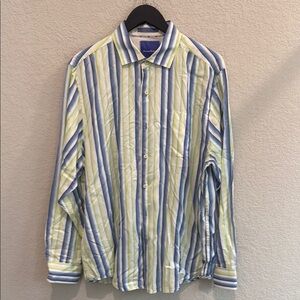 Tommy BahamStriped Blue and Green size  L Men’s  Shirt